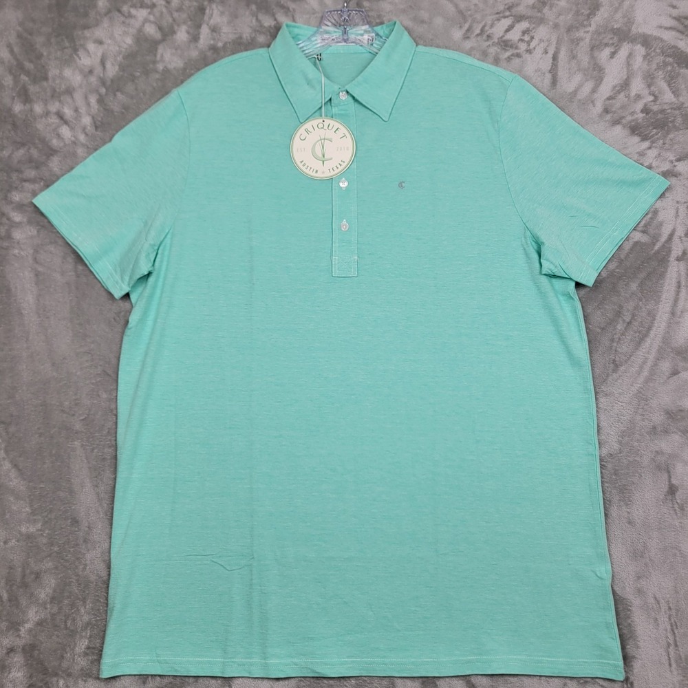 Criquet Men's Players Golf Polo Shirt Green Heather XL Organic Cotton Casual